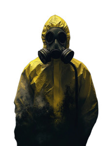 Yellow Hazmat Gas Mask Vinyl Car Decal Sticker – Waterproof & UV-Resistant 4.0"