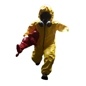 Yellow Hazmat Running Cartoony Vinyl Car Decal Sticker – Waterproof & UV-Resistant 4.0"