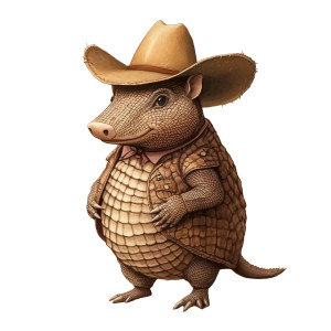 Armadillo Cowboy Shadow Groundhog Vinyl Car Decal Sticker – Waterproof & UV-Resistant 4.0"