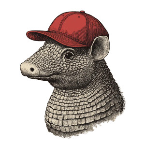 Armadillo Red Cap Vintage Vinyl Car Decal Sticker – Waterproof & UV-Resistant 4.0"