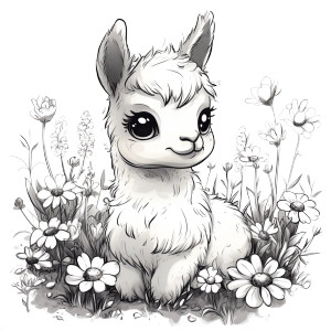 Baby Llama Wildflowers Vinyl Car Decal Sticker – Waterproof & UV-Resistant 4.0"
