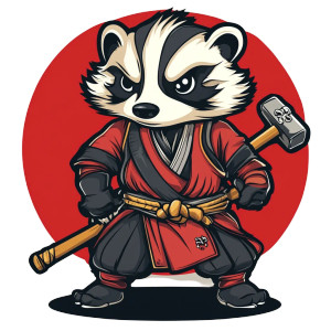 Badger Samurai Hammer Vinyl Car Decal Sticker – Waterproof & UV-Resistant 4.0"