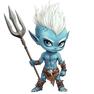 Blue Arctic Sea Elf Chibi Vinyl Car Decal Sticker – Waterproof & UV-Resistant 4.0"