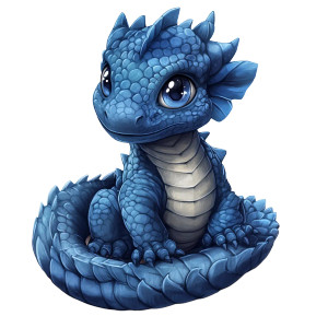 Blue Coiled Baby Dragon Vinyl Car Decal Sticker – Waterproof & UV-Resistant 4.0"