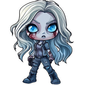 Blue Eyed Zombie Chibi Vinyl Car Decal Sticker – Waterproof & UV-Resistant 4.0"