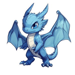 Blue Wyvern Chibi Vinyl Car Decal Sticker – Waterproof & UV-Resistant 4.0"