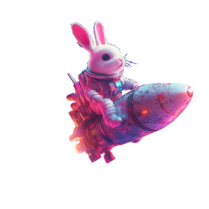 Bunny Rocket Space Vinyl Car Decal Sticker – Waterproof & UV-Resistant 4.0"