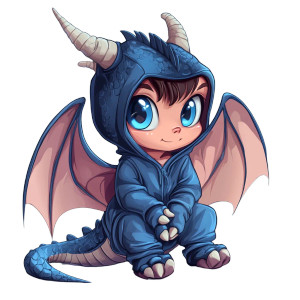 Cartoon Creature Dragon Costume Vinyl Car Decal Sticker – Waterproof & UV-Resistant 4.0"