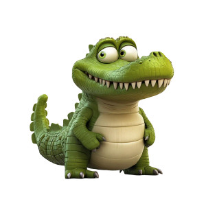 Cartoon Crocodile 3D White Vinyl Car Decal Sticker – Waterproof & UV-Resistant 4.0"