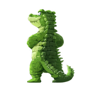 Cartoon Green Gator Back Vinyl Car Decal Sticker – Waterproof & UV-Resistant 4.0"