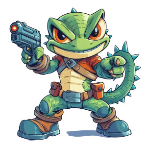 Cartoon Lizard Blaster Sonic Vinyl Car Decal Sticker – Waterproof & UV-Resistant 4.0"