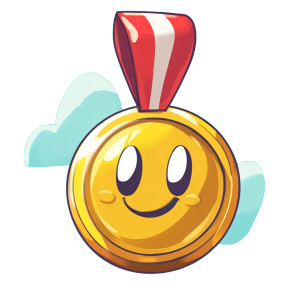 Cartoon Medal Simple Vinyl Car Decal Sticker – Waterproof & UV-Resistant 4.0"