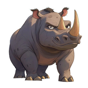 Cartoon Rhinoceros Profile Vinyl Car Decal Sticker – Waterproof & UV-Resistant 4.0"