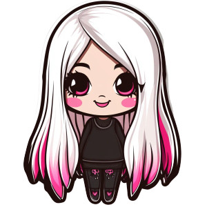 Chibi Goth Girl Smile Vinyl Car Decal Sticker – Waterproof & UV-Resistant 4.0" Chibi Goth Girl Smile Vinyl Car Decal Sticker – Waterproof & UV-Resistant 4.0"
