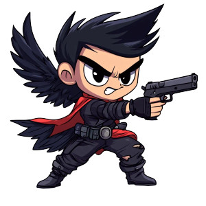 Chibi Human Crow Gun Vinyl Car Decal Sticker – Waterproof & UV-Resistant 4.0"
