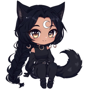 Chibi Miqote Dark Skin Vinyl Car Decal Sticker – Waterproof & UV-Resistant 4.0"