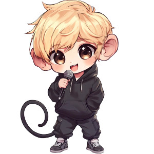 Chibi Monkey Boy Microphone Vinyl Car Decal Sticker – Waterproof & UV-Resistant 4.0"