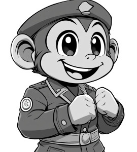 Chibi Monkey Military Vinyl Car Decal Sticker – Waterproof & UV-Resistant 4.0"