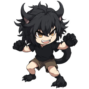 Chibi Werewolf Keychain Vinyl Car Decal Sticker – Waterproof & UV-Resistant 4.0"