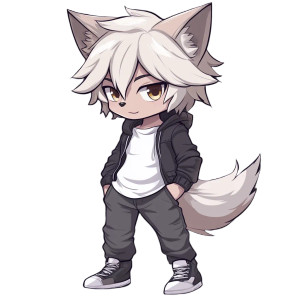 Chibi Wolf Cute Pose Vinyl Car Decal Sticker – Waterproof & UV-Resistant 4.0"