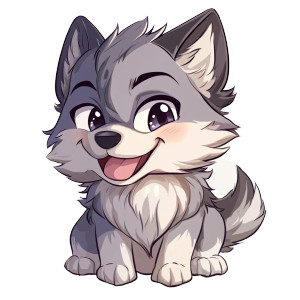 Chibi Wolf Flirting Head Vinyl Car Decal Sticker – Waterproof & UV-Resistant 4.0"