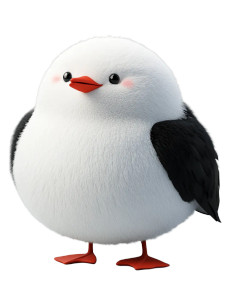 Chubby Red Billed Gull Plush Vinyl Car Decal Sticker – Waterproof & UV-Resistant 4.11"