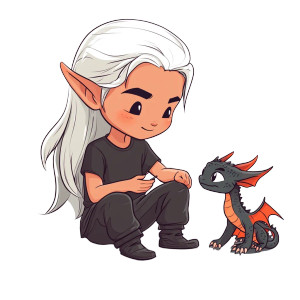 Cute Boy Pets Dragon Vinyl Car Decal Sticker – Waterproof & UV-Resistant 4.0"