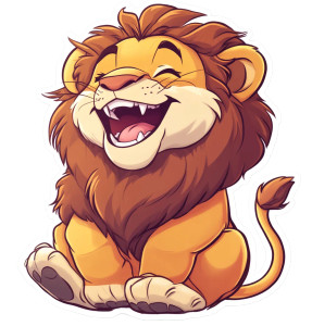 Cute Cartoon Lion Laughing Vinyl Car Decal Sticker – Waterproof & UV-Resistant 4.0"