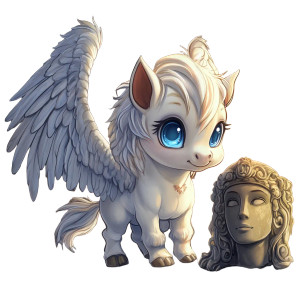 Cute Chibi Pegasus Medusa Vinyl Car Decal Sticker – Waterproof & UV-Resistant 4.0"