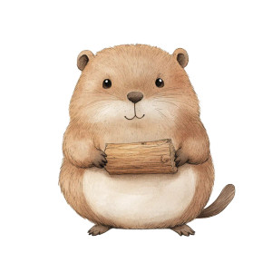 Cute Chubby Beaver Watercolor Vinyl Car Decal Sticker – Waterproof & UV-Resistant 4.0"