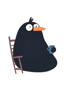 Cute Chubby Raven Tea Vinyl Car Decal Sticker – Waterproof & UV-Resistant 4.0"