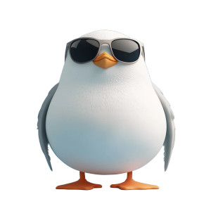 Cute Chubby Seagull Sunglasses Vinyl Car Decal Sticker – Waterproof & UV-Resistant 4.0"