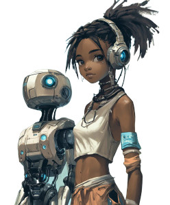 Cute Girl Robot Alien Vinyl Car Decal Sticker – Waterproof & UV-Resistant 4.0"