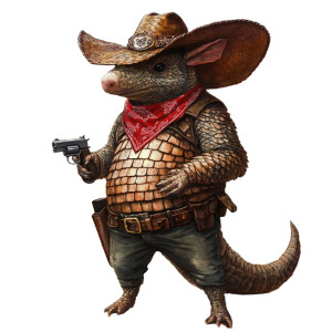 Deputy Armadillo Bandana Hat Vinyl Car Decal Sticker – Waterproof & UV-Resistant 4.0"