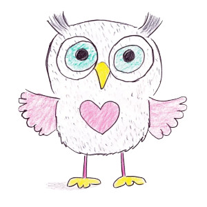 Elderly Female Owl Crayon Vinyl Car Decal Sticker – Waterproof & UV-Resistant 4.0"