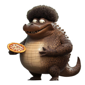 Fat Brown Crocodile Afro Pizza Vinyl Car Decal Sticker – Waterproof & UV-Resistant 4.0"