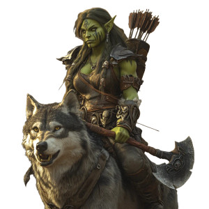 Female Orc Wolf Forest Vinyl Car Decal Sticker – Waterproof & UV-Resistant 4.0"