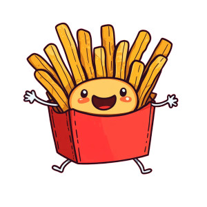 Fries Box Smiley Jumping Vinyl Car Decal Sticker – Waterproof & UV-Resistant 4.0"
