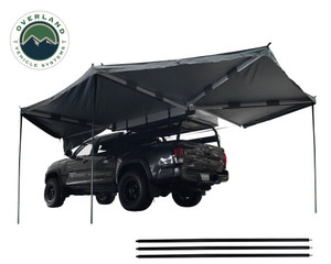Overland Roof Rack Awning Kit | Nomadic 20x13ft | Dark Gray Poly Cotton | Sturdy Aluminum | Includes Bracket Kit