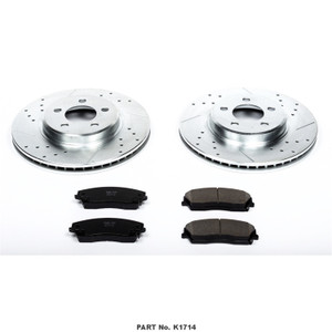 Power Stop Brake Kit K1714 1-Click Brake Kit; Carbon Fiber Ceramic Brake Pads; 12.6 Inch Silver Zinc Plated Cross-Drilled And Slotted Rotor; With Rotor/Brake Pad/Hardware Power Stop Brake Kit K1714 1-Click Brake Kit; Carbon Fiber Ceramic Brake Pads; 12.6 Inch Silver Zinc Plated Cross-Drilled And Slotted Rotor; With Rotor/Brake Pad/Hardware
