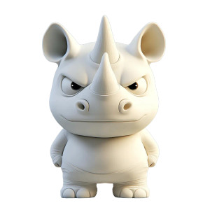 3D Chibi Rhino Clay Vinyl Car Decal Sticker – Waterproof & UV-Resistant 4.0"
