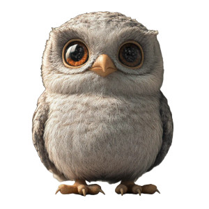 3D Cute Baby Owl Statue Vinyl Car Decal Sticker – Waterproof & UV-Resistant 4.0"