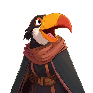 Aarakocra Tucan Cleric Laughing Vinyl Car Decal Sticker – Waterproof & UV-Resistant 4.0"