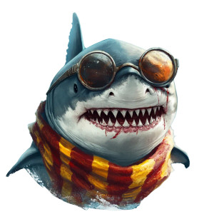 Angry Shark Glasses Scarf Vinyl Car Decal Sticker – Waterproof & UV-Resistant 4.0"