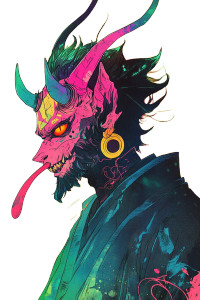 Anime Demon Neon Splash Vinyl Car Decal Sticker – Waterproof & UV-Resistant 4.0"