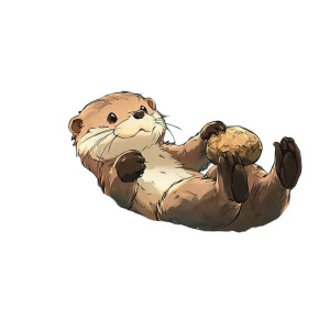 Anime Otter Floating Rock Vinyl Car Decal Sticker – Waterproof & UV-Resistant 4.0"