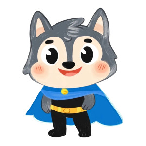 Anthropomorphic Wolf Blue Cape Vinyl Car Decal Sticker – Waterproof & UV-Resistant 4.0"