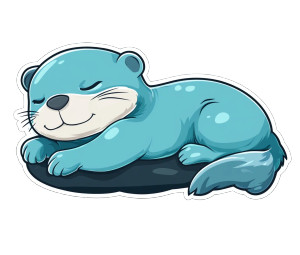 Baby Blue Otter Sleeping Vinyl Car Decal Sticker – Waterproof & UV-Resistant 4.7"