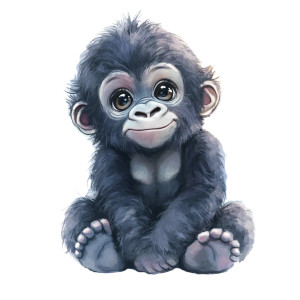 Baby Gorilla Watercolor Playful Vinyl Car Decal Sticker – Waterproof & UV-Resistant 4.0"
