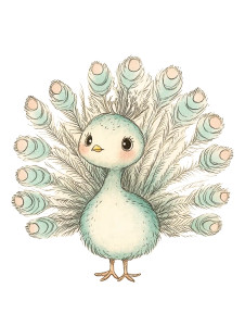 Baby Peacock Vintage Illustration Vinyl Car Decal Sticker – Waterproof & UV-Resistant 4.11"